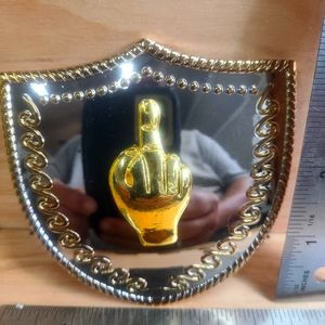 Large Sheild Medal Finger Belt Buckle Biker Crome Motorcycle